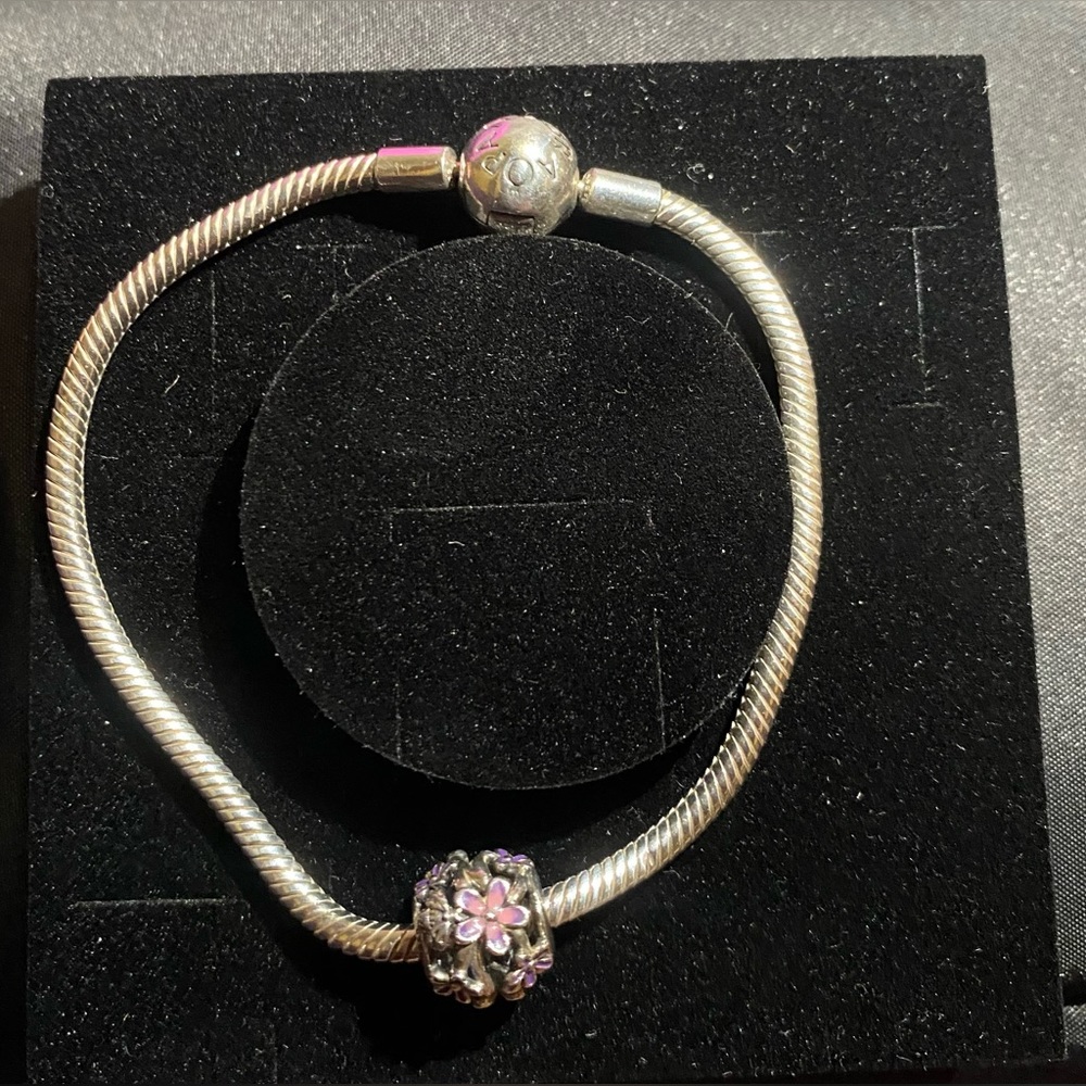 Pandora Charm Bracelet size 18 (medium) with 2 charms included